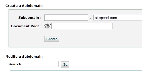 Enter the required information to create a subdomain.